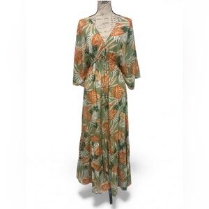 Zury Silk Blend Tropical Boho Maxi Dress 🌺  ONE SIZE